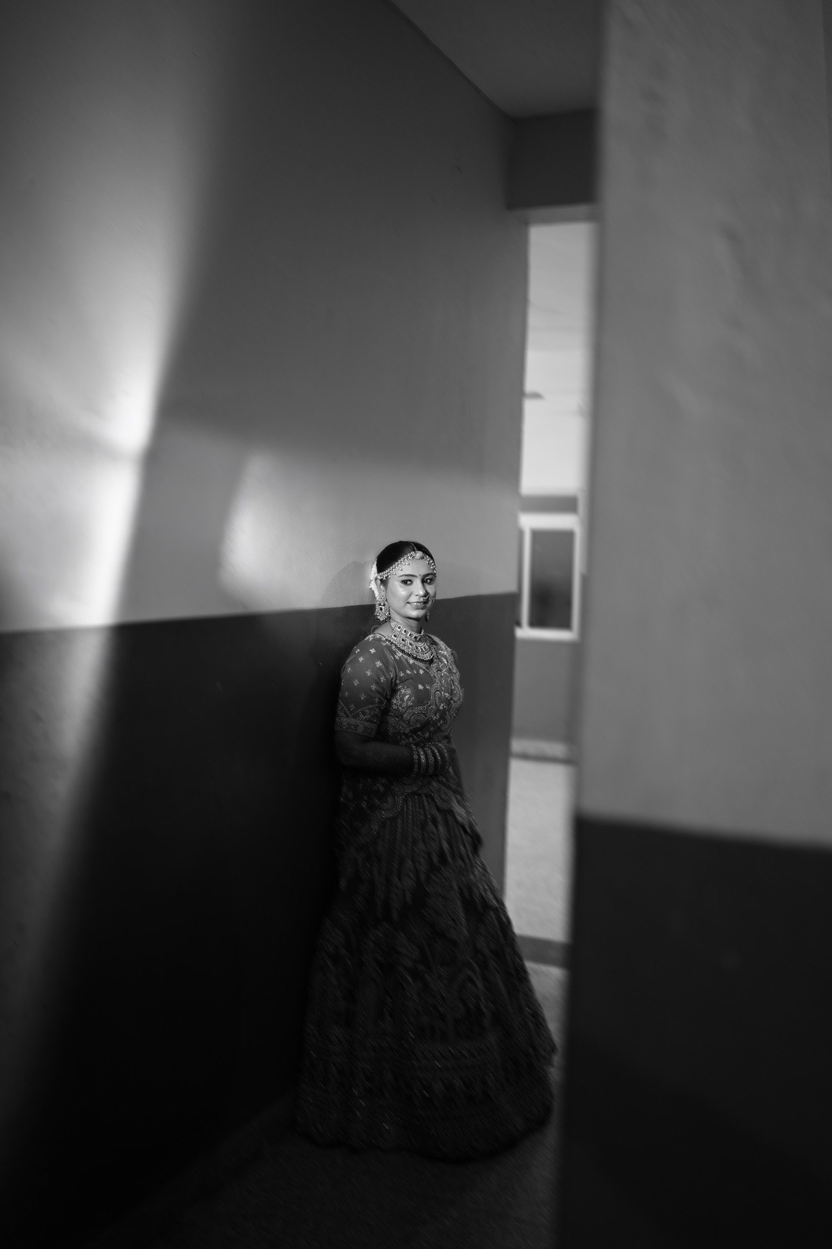 Bridal portrait in hallway