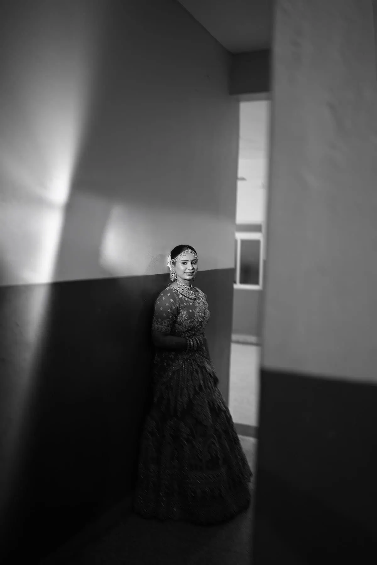 Bridal portrait in hallway