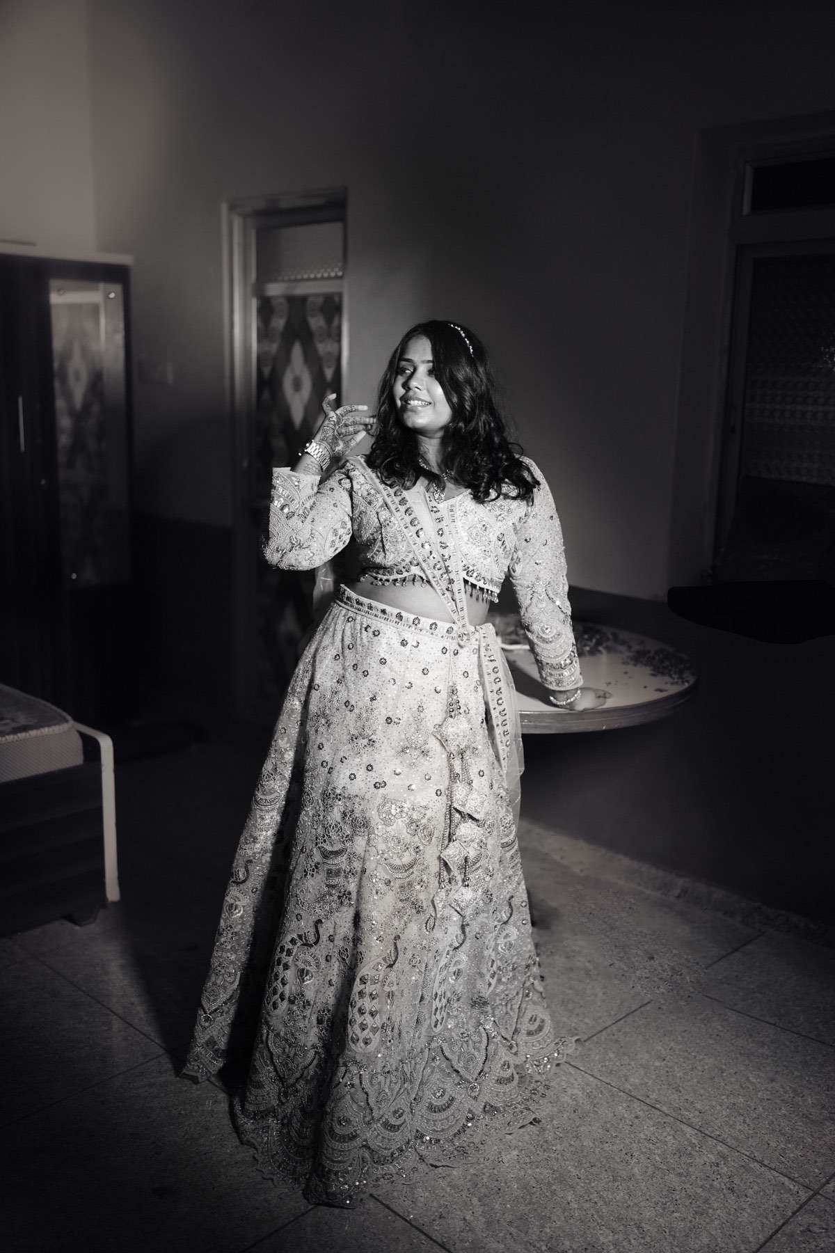 Monochrome bridal portrait