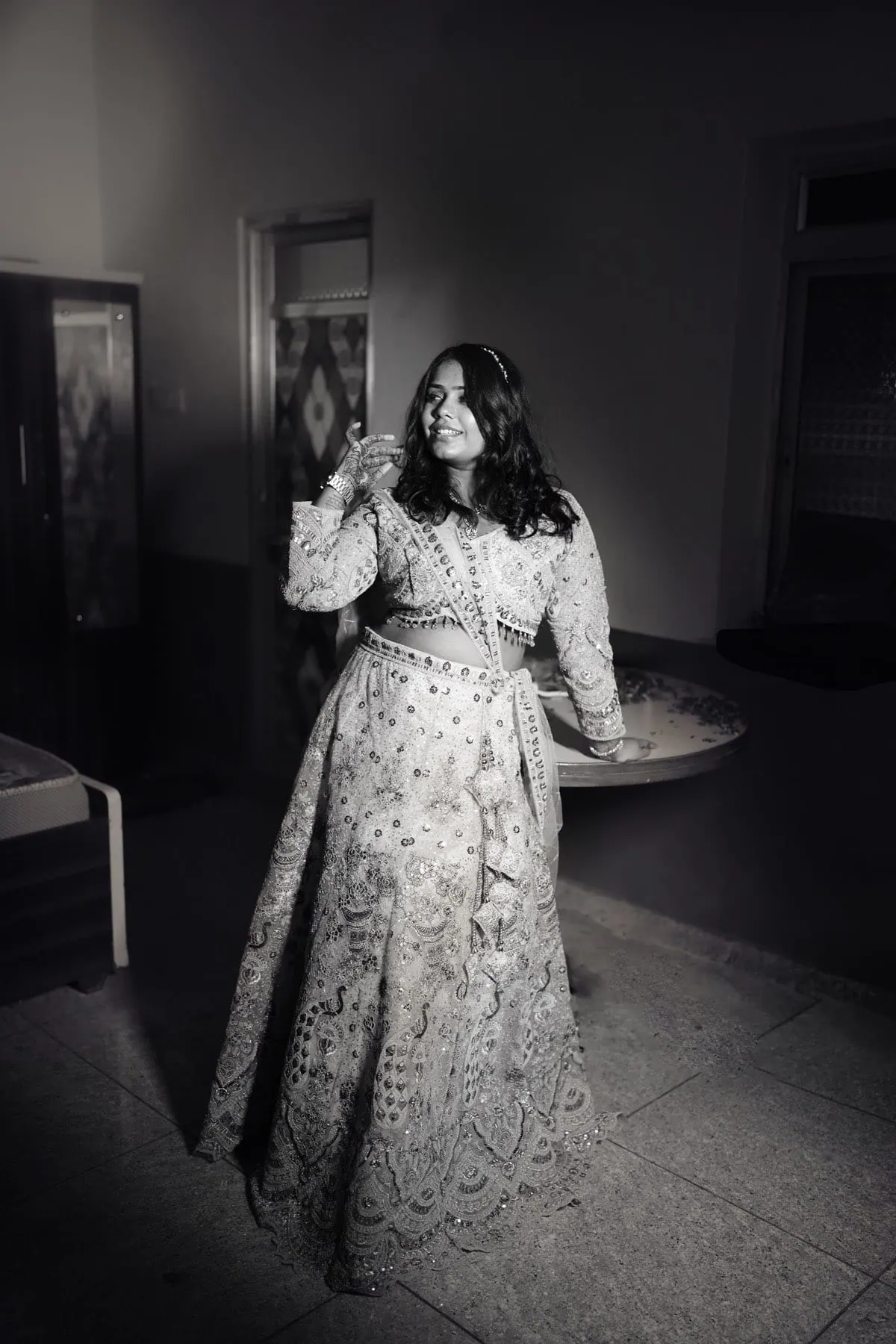 Monochrome bridal portrait
